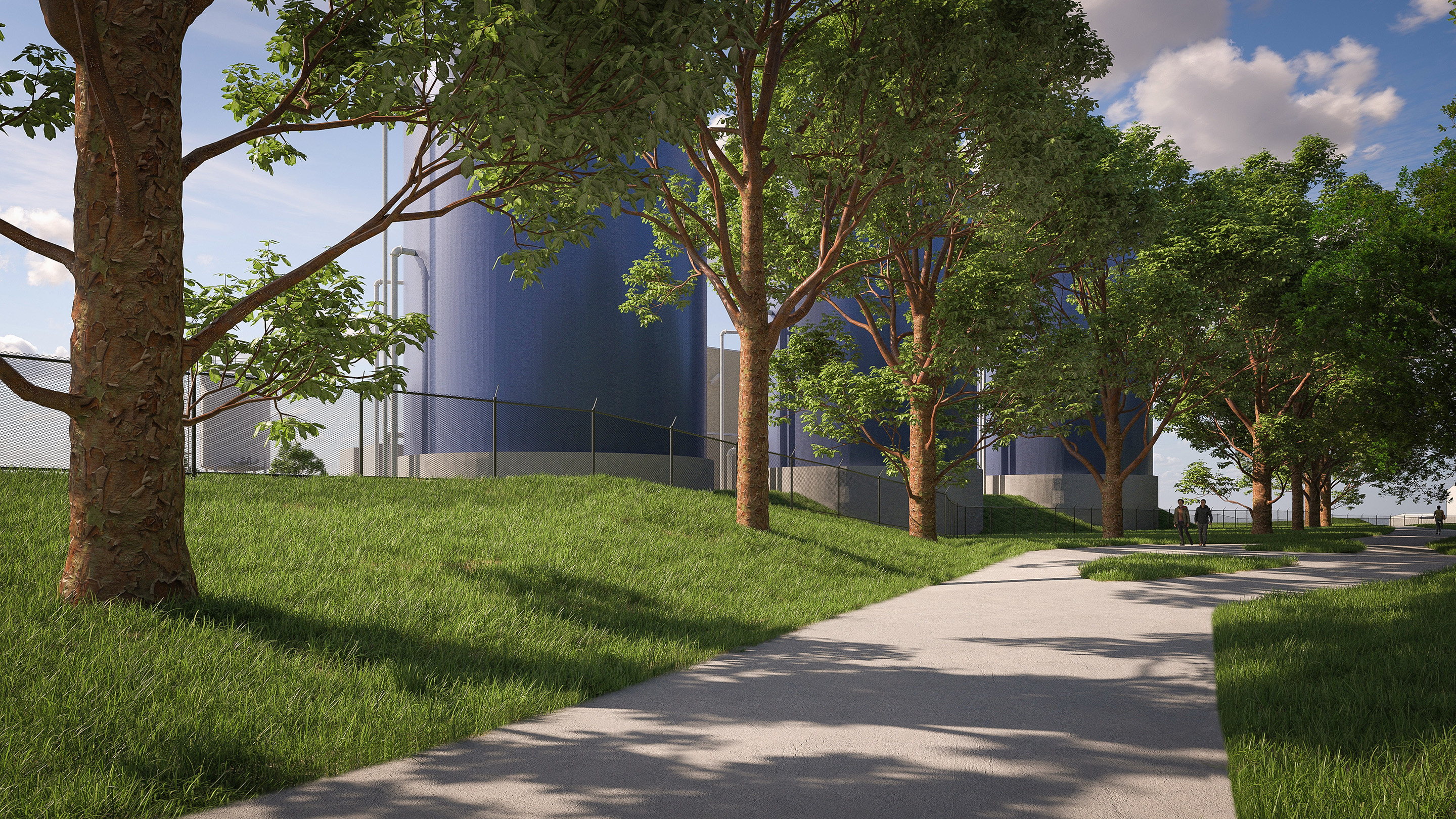 Rendering of new Anaerobic Digestion facility (as seen from the bike trail)